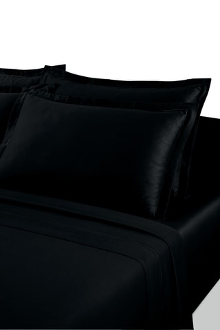 Parure de draps en satin de coton Uni - 80 fils/cm² - Noir