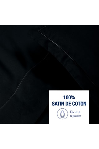 Parure de draps en satin de coton Uni - 80 fils/cm² - Noir