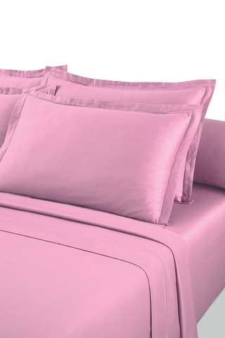 Parure de draps en satin de coton Uni - 80 fils/cm² - Rose