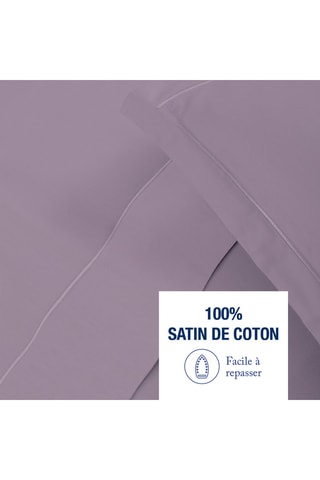 Parure de draps en satin de coton Uni - 80 fils/cm² - Lilas