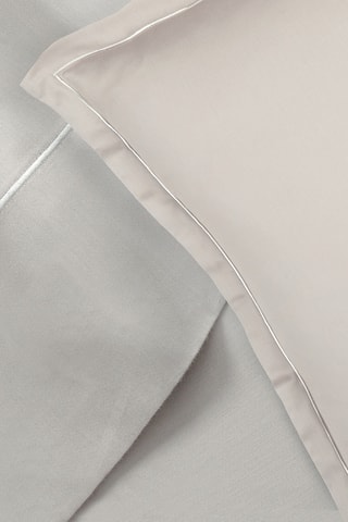 Parure de couette en satin de coton Uni - 80 fils/cm² - Taupe et blanc