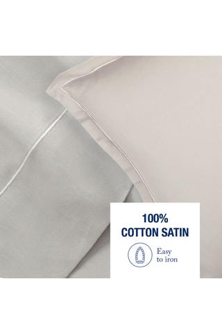 Parure de couette en satin de coton Uni - 80 fils/cm² - Taupe et blanc