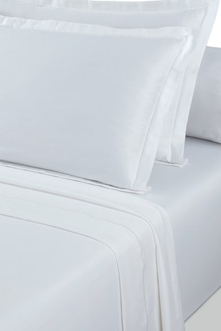 Parure de draps en satin de coton Uni - 80 fils/cm² - Blanc