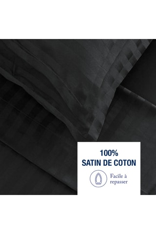 Parure de draps en satin de coton - 80 fils/cm² - Noir