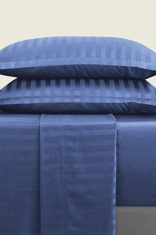 Parure de draps en satin de coton - 80 fils/cm² - Bleu