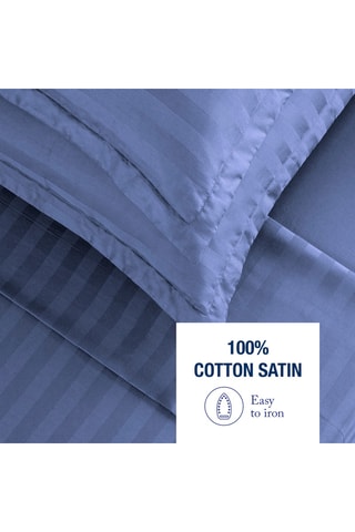 Parure de draps en satin de coton - 80 fils/cm² - Bleu