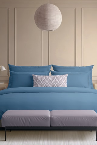 2 taies d'oreiller en percale de coton Uni - 80 fils/cm² - Bleu