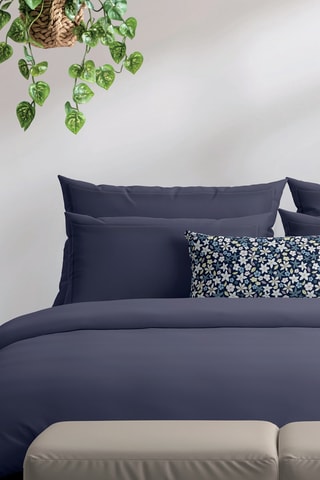 2 taies d'oreiller en satin de coton Uni - 80 fils/cm² - Bleu