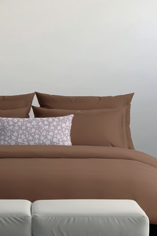 2 taies d'oreiller en satin de coton Uni - 80 fils/cm² - Marron