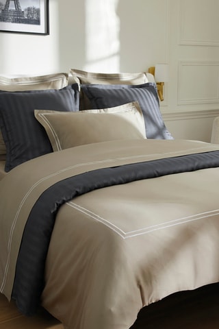 2 taies d'oreiller en satin de coton Antibes - 80 fils/cm² - Taupe et gris