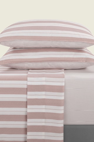 Parure de draps réversible en satin de coton Chloé - 80 fils/cm² - Vieux rose