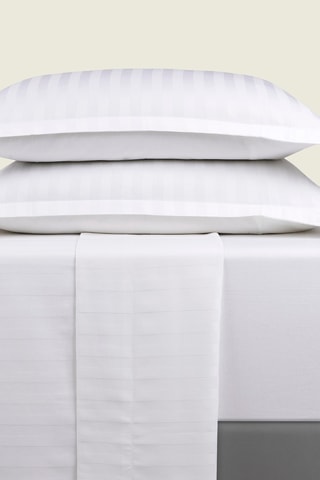 Parure de draps en satin de coton Dobby - 80 fils/cm² - Blanc