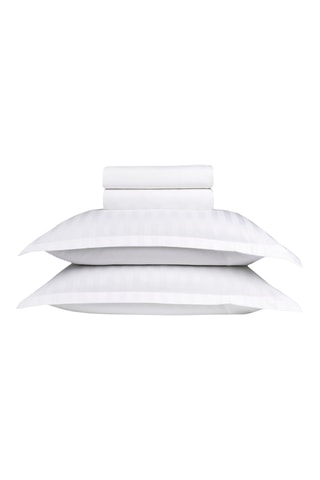 Parure de draps en satin de coton Dobby - 80 fils/cm² - Blanc