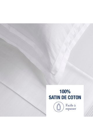 Parure de draps en satin de coton Dobby - 80 fils/cm² - Blanc