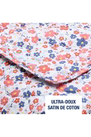 Couvre-lit en satin de coton Capucine - 80 fils/cm² - Bleu et rose