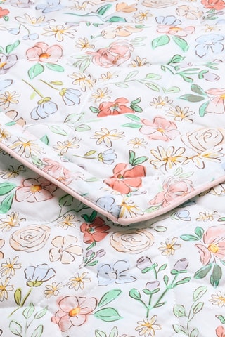 Couvre-lit en satin de coton Prairie fleurie - 80 fils/cm² - Blanc