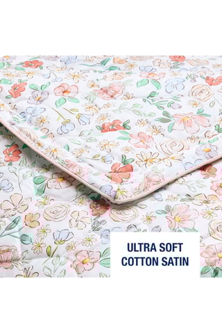 Couvre-lit en satin de coton Prairie fleurie - 80 fils/cm² - Blanc