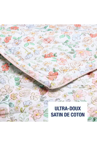 Couvre-lit en satin de coton Prairie fleurie - 80 fils/cm² - Blanc