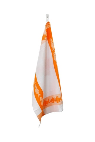 3 torchons en coton Egyptien Collection Carré - Orange