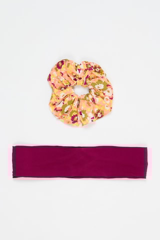 Coletero y cinta para el pelo - Salmón y burdeos