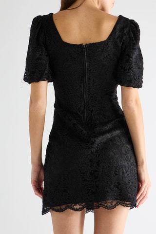 Vestido recto de guipur - Negro