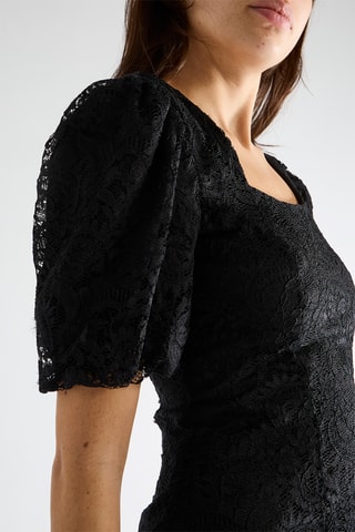 Vestido recto de guipur - Negro