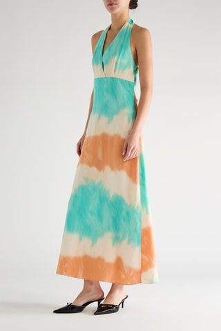 Vestido - Beige y azul