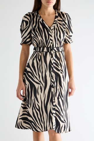 Vestido camisero - Negro y crudo