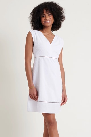 Vestido recto plumeti - Crudo