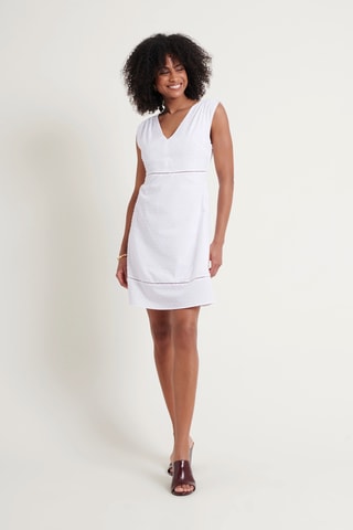 Vestido recto plumeti - Crudo