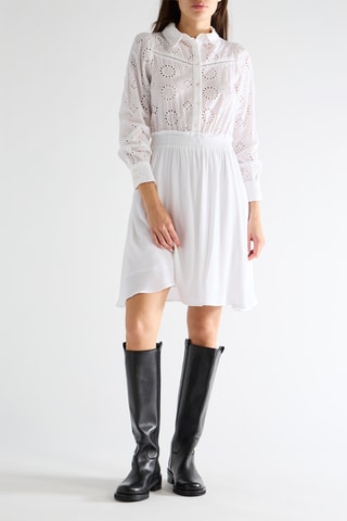 Vestido evasé bimateria - Blanco