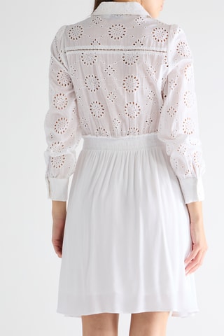 Vestido evasé bimateria - Blanco