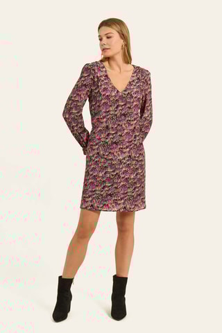 Vestido recto - Fucsia y caqui