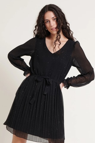 Vestido plisado - Negro