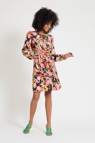 Vestido evasé - Negro y rosa