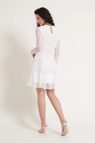 Vestido evasé de encaje - Blanco