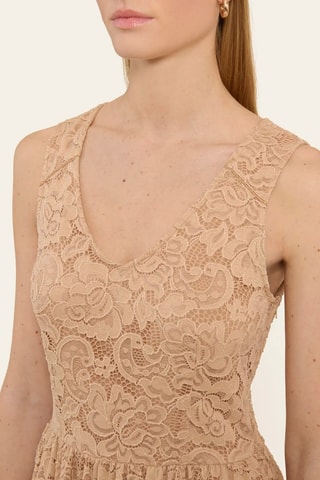 Vestido evasé de encaje - Beige