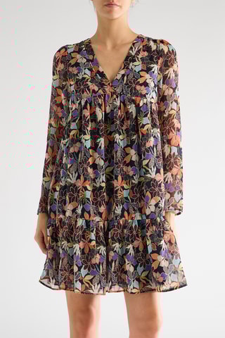 Vestido evasé - Negro y verde claro