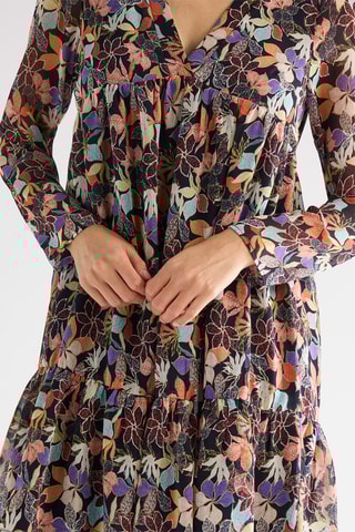 Vestido evasé - Negro y verde claro