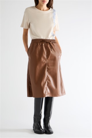 Falda midi - Marrón