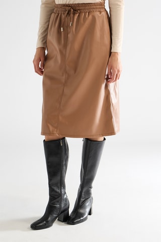 Falda recta de talle alto - Beige