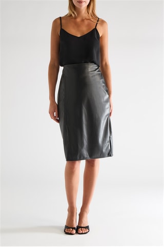 Falda recta de talle alto - Negro