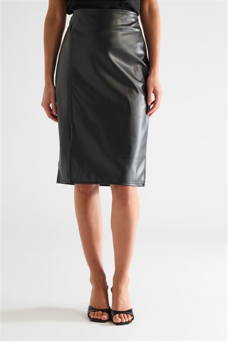 Falda recta de talle alto - Negro