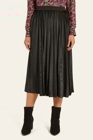 Falda plisada de talle alto - Negro