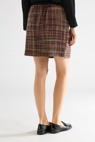 Falda recta de tiro alto de tweed - Rojo y verde oscuro