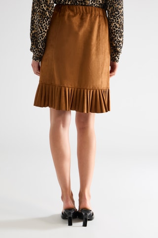 Falda recta de terciopelo de talle alto - Camel