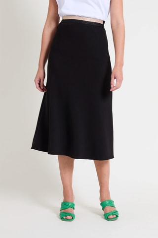 Falda midi de talle alto - Negro