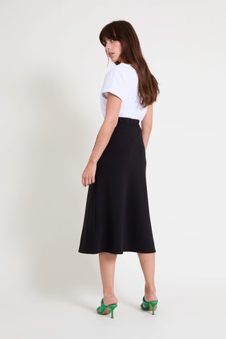 Falda midi de talle alto - Negro
