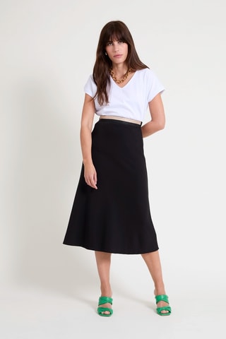 Falda midi de talle alto - Negro