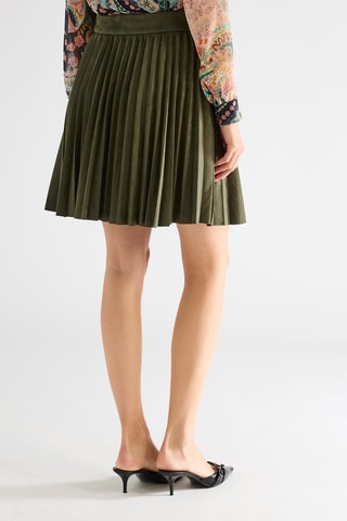 Falda plisada de terciopelo de talle alto - Caqui